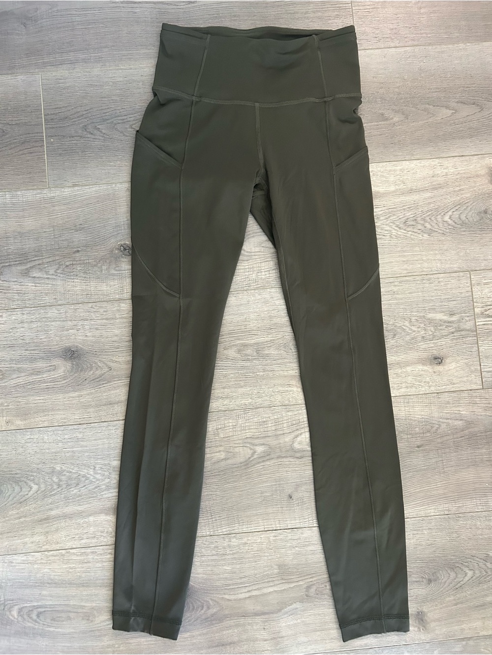 lululemon athletica Olive Green High-Rise Leggings with Side Pockets 28”